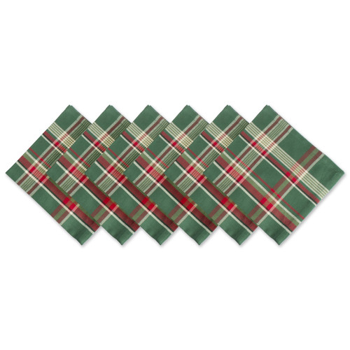 Set of 6 Vibrantly Colored Plaid Pattern Square Napkins 20" - IMAGE 1