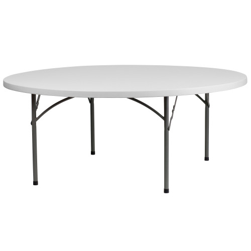 72" Granite White and Gray Contemporary Outdoor Patio Folding Table - IMAGE 1