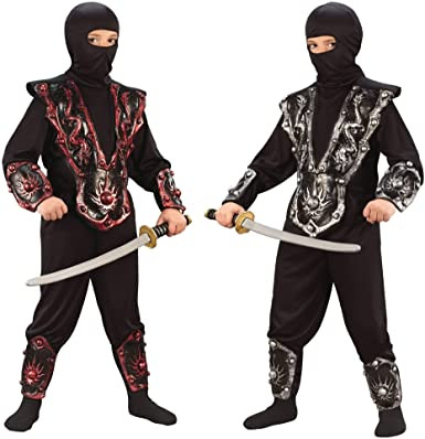 Boys Red and Black Ninja Fighter Halloween Costume - Medium - IMAGE 1