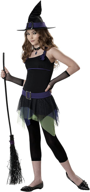 Sassy Black & Purple Witch Girl's Halloween Costume - Teen Size XL ...