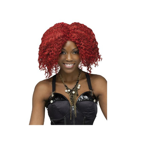 Womens Rockstar Crimped Red Curly Wig Halloween Accessory - One Size - IMAGE 1