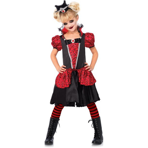 Girl's Red & Black Vampire Queen Halloween Costume - Medium (7-10 ...