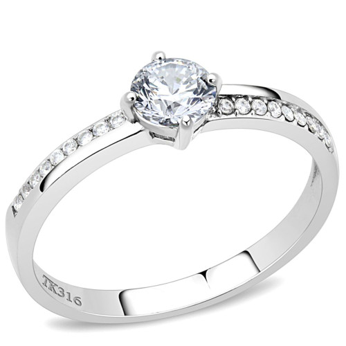 Women's Stainless Steel Engagement Ring with Round CZ - Size 6 (Pack of 2) - IMAGE 1