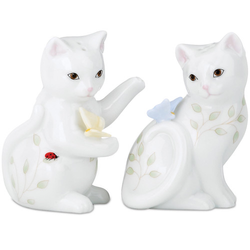 5" White, Pale Blue, and Yellow Butterfly Meadow Elegant Salt and Pepper Shakers - IMAGE 1