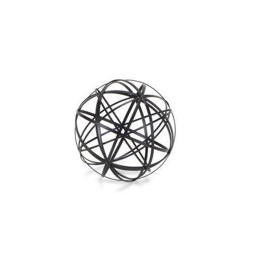 6.5" Black Handcrafted Metal Wire Ball Tabletop Decoration - IMAGE 1