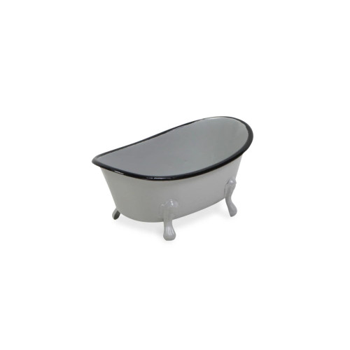 7" Gray and Black Solid Mini Bathtub Tabletop Decoration - IMAGE 1