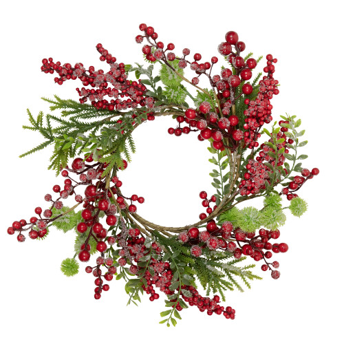 Frosted Berry and Pine Artificial Christmas Wreath - 16" - Unlit - IMAGE 1