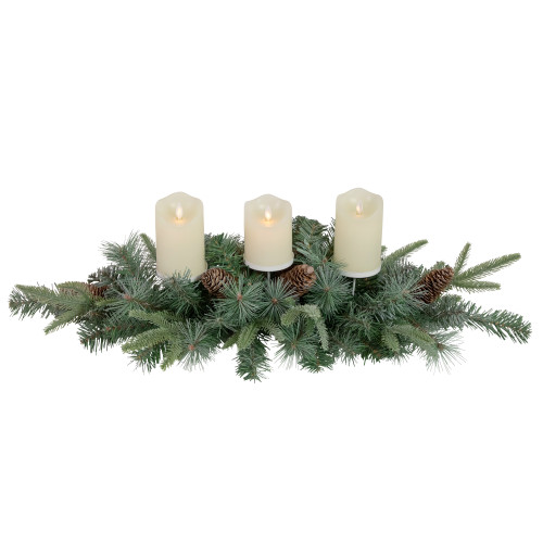 32" Artificial Mixed Pine and Pine Cones Christmas Candle Holder Centerpiece - IMAGE 1
