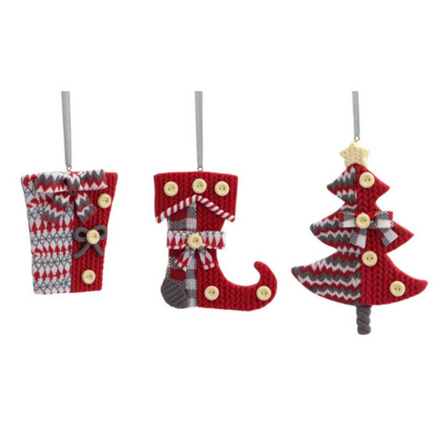 Knit Hanging Christmas Ornaments - 4.75" - Red - Club Pack of 12 - IMAGE 1