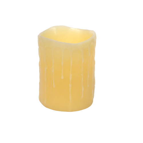 5" Yellow LED Lighted Dripping Flameless Pillar Candle - IMAGE 1