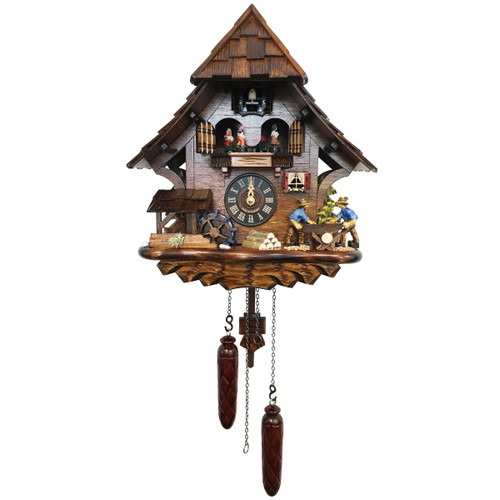 13.5" Engstler Battery-Operated Working Men Full Size Cuckoo Wall Clock - IMAGE 1