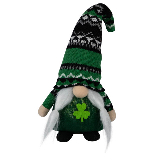 LED Lighted St. Patrick's Day Girl Gnome - 11.5" - Green - IMAGE 1