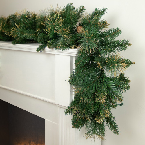 Glittered Yorkshire Pine Artificial Christmas Garland - 9' x 10" - Unlit - IMAGE 1