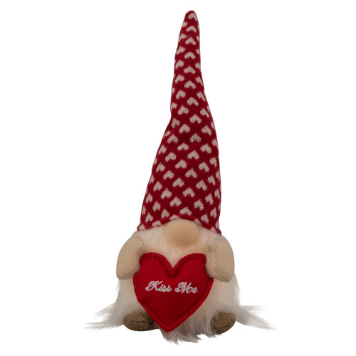 LED Lighted Boy Valentine's Day Gnome with Kiss Me Heart - 13" - IMAGE 1