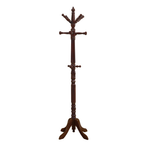 73.75" Cherry Red Wood Traditional Coat Rack with Hanging Hooks - IMAGE 1