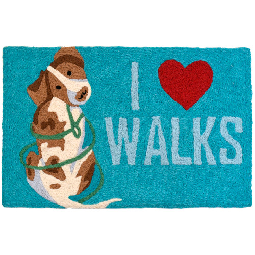 1.6' x 2.5' Blue and Red I Luv Walks Rectangular Area Throw Rug - IMAGE 1