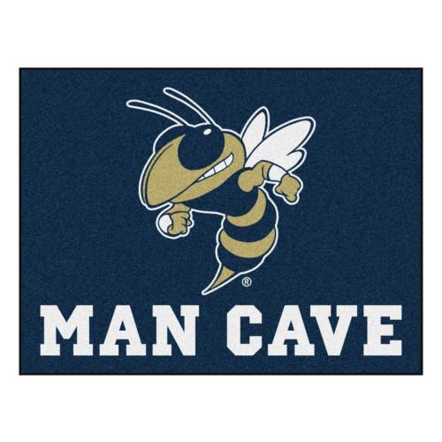 Blue and White Georgia Tech "MAN CAVE" Rectangular All Star Mat 42.5" x 33.75" - IMAGE 1