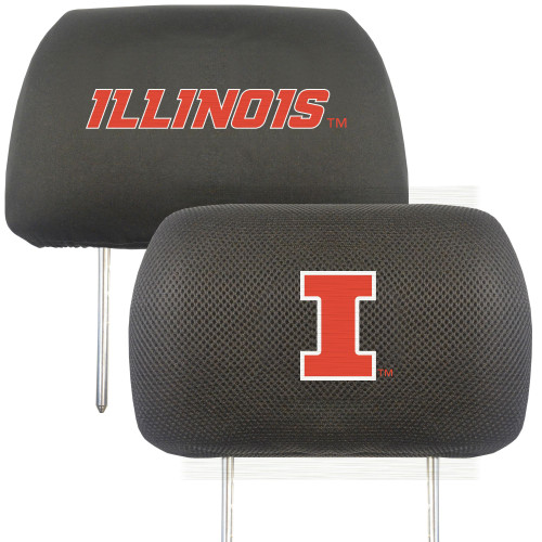 13" Black and Red NCAA Illinois Fighting Illini Headrest Cover - IMAGE 1