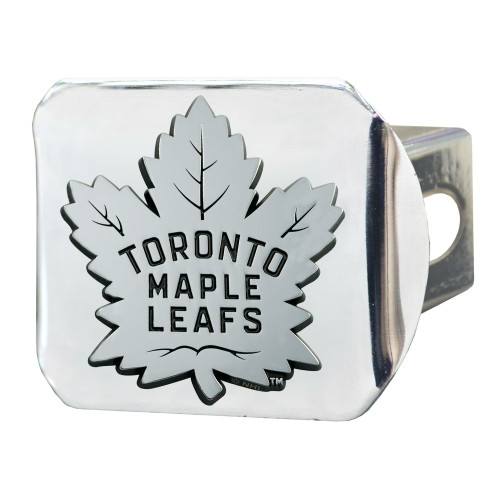 4" Stainless Steel and Gray NHL Toronto Maple Leafs Hitch Cover - IMAGE 1
