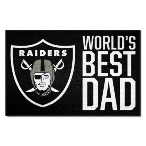 Black and White NFL Oakland Raiders "World's Best Dad" Rectangular Starter Door Mat 19" x 30" - IMAGE 1