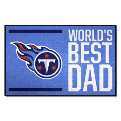 Blue and White NFL Tennessee Titans "World's Best Dad" Rectangular Starter Door Mat 19" x 30" - IMAGE 1