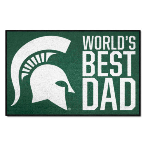 19" x 30" Green and White NCAA Spartans "WB Dad" Starter Door Mat - IMAGE 1