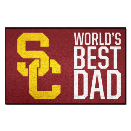 19" x 30" Red and Yellow NCAA Trojans "WB Dad" Starter Door Mat - IMAGE 1
