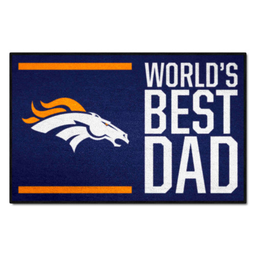 Blue and Orange NFL Denver Broncos "World's Best Dad" Rectangular Starter Door Mat 19" x 30" - IMAGE 1