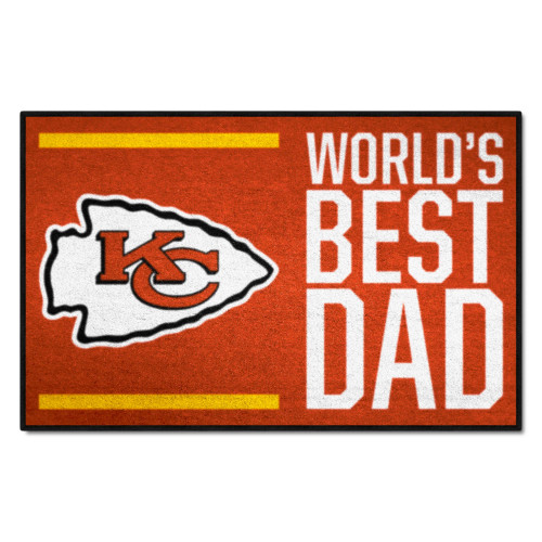 Red and White NFL Kansas City Chiefs "World's Best Dad" Rectangular Starter Door Mat 19" x 30" - IMAGE 1