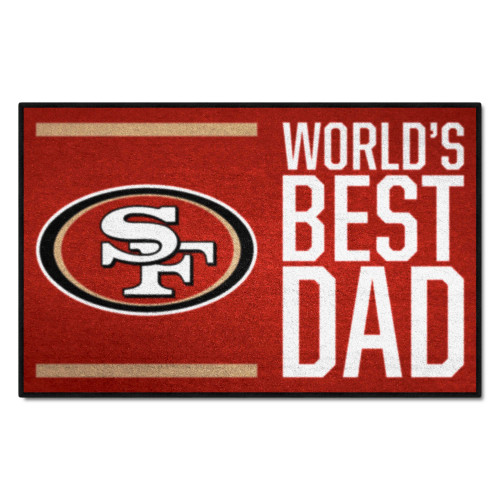 Red and White NFL San Francisco 49ers "World's Best Dad" Rectangular Starter Door Mat 19" x 30" - IMAGE 1