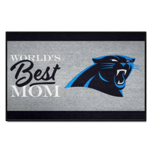 19" x 30" Black and White Contemporary NFL Panthers Rectangular Mat - IMAGE 1