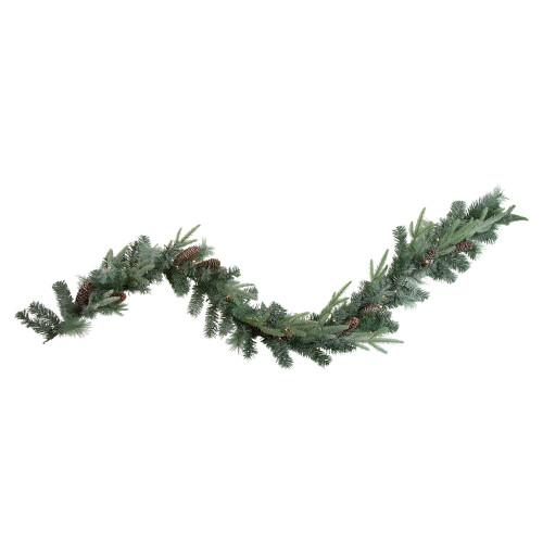 Pre-Lit Battery Operated Mixed Pine Christmas Garland - 6' x 9" - LED Cool White Lights - IMAGE 1