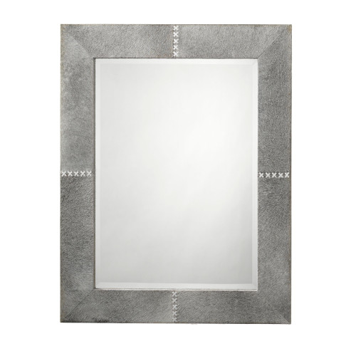 36" Gray and White Traditional Style Beveled Rectangular Wall Mirror - IMAGE 1