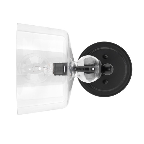 12" Clear and Black Decorative Wall Sconce - IMAGE 1