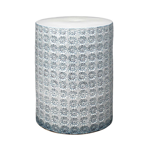 17.5" Blue and Gray Round Contemporary Wildflower Side Table - IMAGE 1