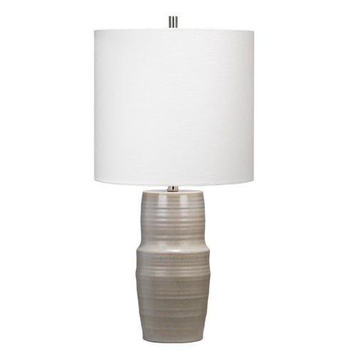 17" White and Gray Goodman Round Shade Table Lamp - IMAGE 1