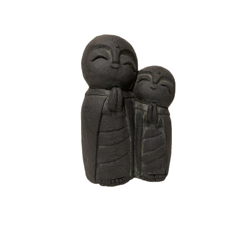 Mother and Child Lucky Japanese Jizo Outdoor Garden Statue - 15" - IMAGE 1