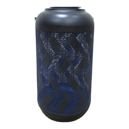 9" LED Lighted Solar Wave Metal Lantern - IMAGE 1