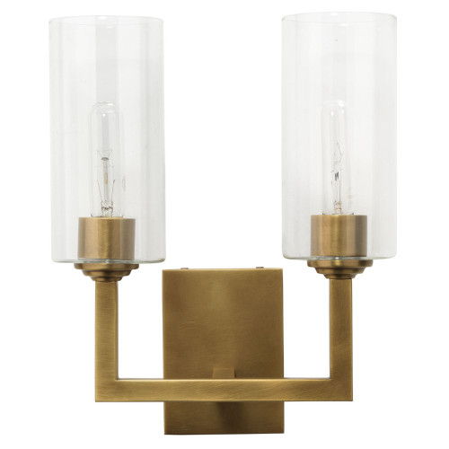14.5" Bronze Linear Double Wall Sconce in Antique Brass Metal - IMAGE 1