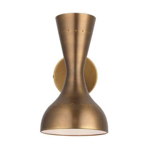 10.5" Antique Brass Hourglass Hood Wall Sconce with Two Sockets - IMAGE 1