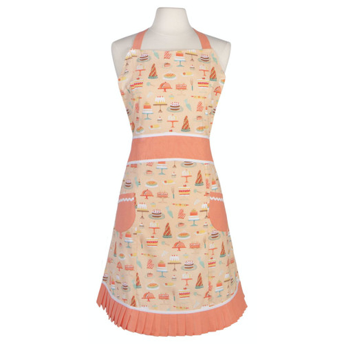 Vintage-Inspired Cake Walk Kitchen Apron - 32" - Orange and White - IMAGE 1