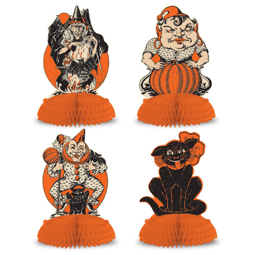 48 Counts Orange and Black Vintage Halloween Centerpieces 9” - IMAGE 1