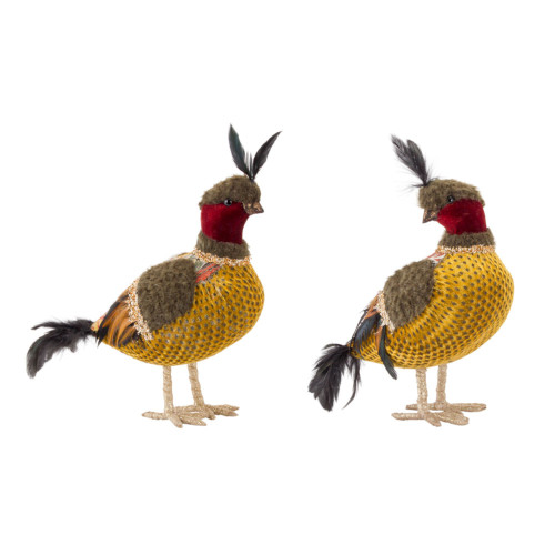 Set of 2 Standing Quail Tabletop Figurines 12.5" - IMAGE 1