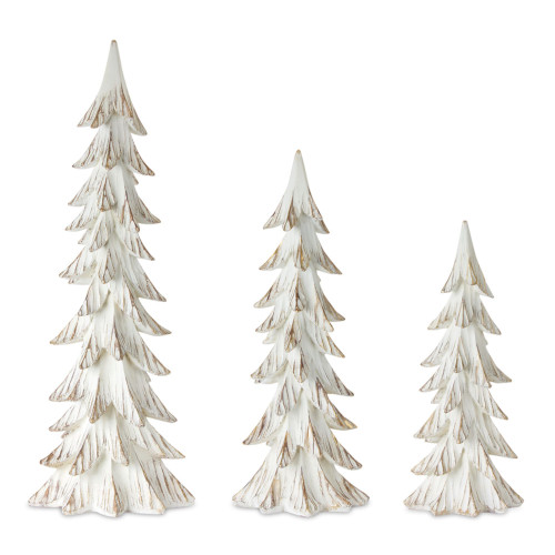 Set of 3 White and Brown Christmas Tree Tabletop Decors 24" - IMAGE 1