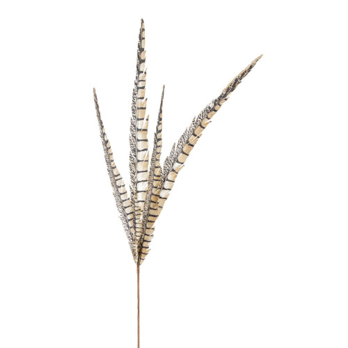 Faux Feather Christmas Sprays - 29" - Beige and Black - Set of 12 - IMAGE 1