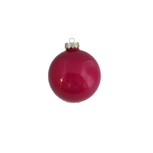 8ct Fuchsia Pink Clear Glass Christmas Ball Ornaments 3.25" (80mm) - IMAGE 1