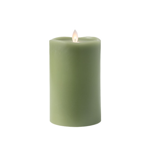Battery Operated Flameless LED Pillar Candle - 6" - Sage Green - IMAGE 1