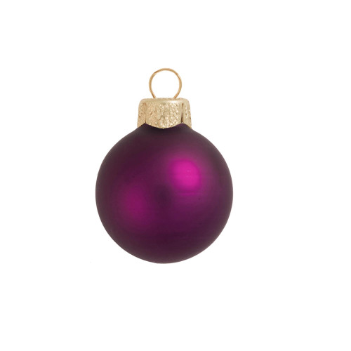 Matte Finish Glass Christmas Ball Ornaments - 6" (150mm) - Plum Purple - 2ct - IMAGE 1