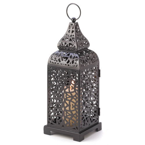 Moroccan Style Candle Lantern - 13" - Black - IMAGE 1