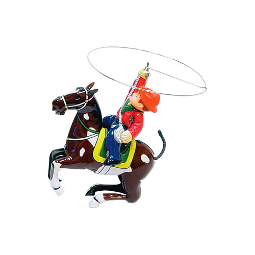 Cowboy on Horse Adult Collectible Tin Toy Figure - 5" - IMAGE 1